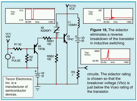 The sidactor eliminates a reverse breakdown of the transistor in inductive switching